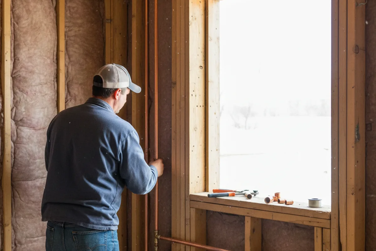 Licensed plumber running new copper supply lines in a Broken Arrow home