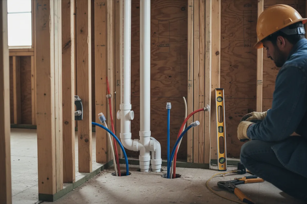Drain and supply rough-in during Leak Detection in Broken Arrow