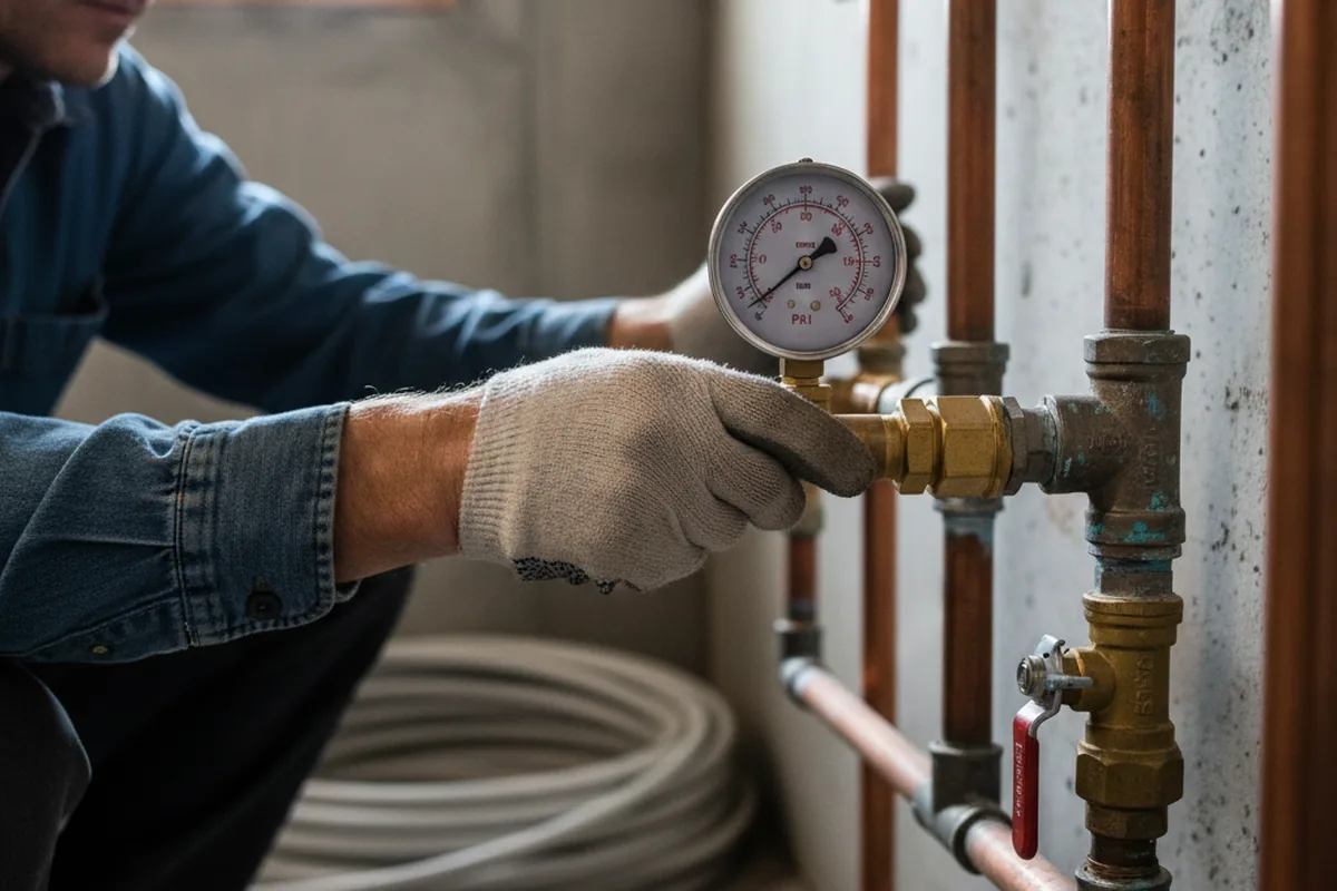 Pressure testing a repaired line during Water Line Repair in Broken Arrow